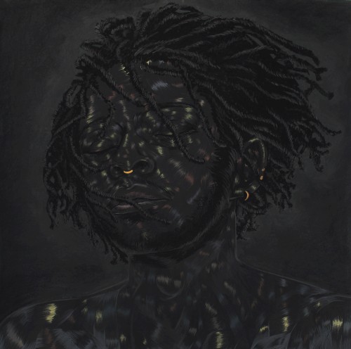 Toyin Odutola. What You Think You See, 2014. Charcoal, pastel, marker and graphite on paper. 29 1/2 x 30 in (74.9 x 76.2 cm). © Toyin Odutola. Courtesy of the artist and Jack Shainman Gallery, New York.